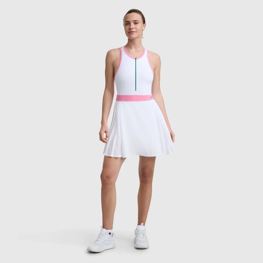 Match Point Tennis-Kleid, gesticktes Script Logo