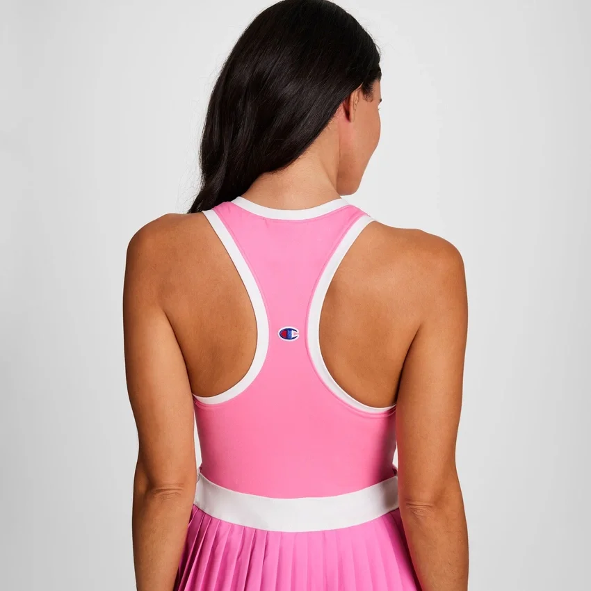 Match Point Tennis-Kleid, gesticktes Script Logo