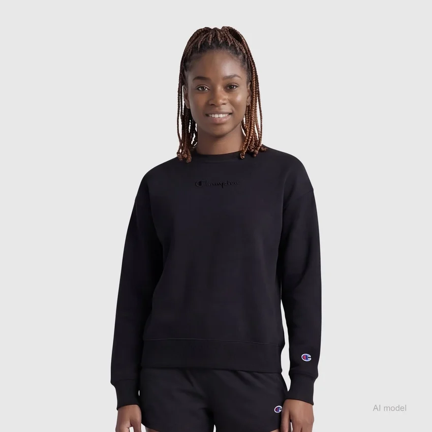 Powerblend-Sweatshirt mit Rundhalsausschnitt, gesticktem Script Logo